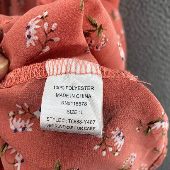 Haute Project Top Women Large Pink Floral Midi Prairie Sleeveless Kimono Open - Picture 6 of 13